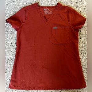 FIGS Catarina one pocket scrub top in Terracotta
